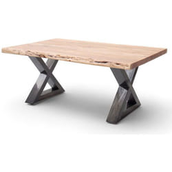 Table basse en bois d'acacia massif naturel / acier antique - L.110 x H.45 x P.70 cm Pegane