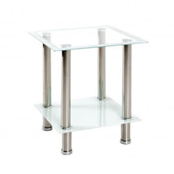 Table d'appoint coloris inox- blanc en métal - l 40 x p 40 x h 46 cm Pegane