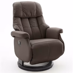 Fauteuil relax confortable en cuir véritable élégant. Peut être tourné à 360° sur le plateau tournant, dossier réglable par p ...