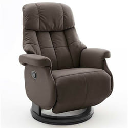 Fauteuil relax / fauteuil rotatif en cuir marron - L.77 x H.111 x P.86 cm Pegane