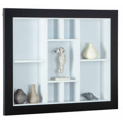 Etagère murale en bois coloris noir et blanc - L.90 x H.70 x P.14 cm Pegane