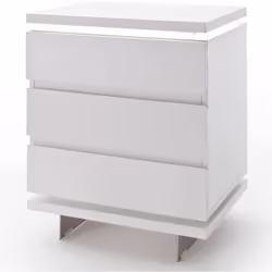 Complétez l'ameublement de votre chambre avec cette table de chevet blanche au look élégant. elle se caractérise par une form ...