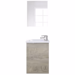 Meuble de salle de bain à suspendre avec 1 porte battante et réversible, fermeture amortie. Fabriqué en panneau aggloméré hau ...