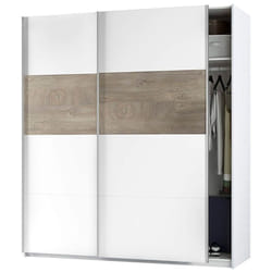 Armoire avec 2 portes coulissantes coloris Alaska chêne à nœuds / blanc artic - Hauteur 200 x Longueur 180 x Profondeur 60 cm Pegane