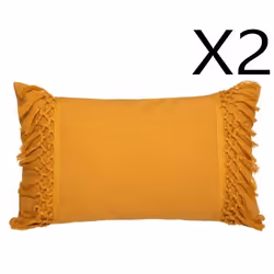 Lot de 2 coussins coloris Ocre en coton - polyester - Longueur 50 x Profondeur 7 x Hauteur 30 cm