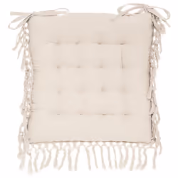 Lot de 6 galettes de chaise carrées en coton coloris ivoire, ce lot habille vos chaises et vient compléter la déco de votre t ...