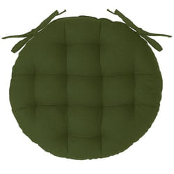 Lot de 6 galettes de chaise rondes coloris vert Kaki en coton - Diamètre 38 x hauteur 6,5 cm -PEGANE-