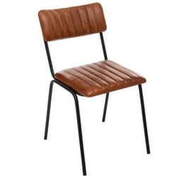 Lot de 4 chaises coloris Cognac en cuir / fer - Longueur 46,5 x Profondeur 51,5 x Hauteur 78 cm Pegane