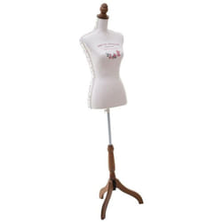 Buste de couture, mannequin de présentation Grand modèle en tissu / bois coloris blanc - Longueur 38 x Profondeur 36 x Hauteur 157,5 cm Pegane