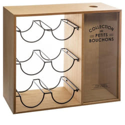 Pegane - Porte bouteilles coloris Beige en bois / métal - Longueur 39,7 x Profondeur 15 x Hauteur 35 cm