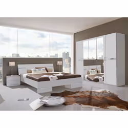 Description générale Cette chambre à coucher adulte en panneaux de particules coloris blanc/chrome brillant offre un style co ...