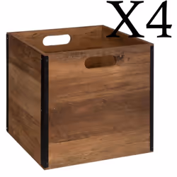 Boîte de rangement 31x31cm fibre de bois. Système personnalisable à combiner pour tout ranger avec style. Poignée avant à enc ...