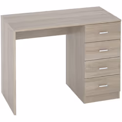 Bureau décor chêne, avec un bel espace de travail 100 x 50 et 4 tiroirs (glissières métalliques). Fabriqué en panneaux de par ...