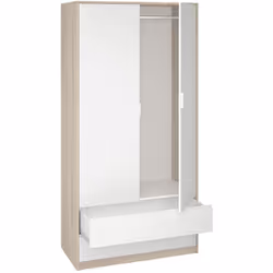 Armoire / meuble de rangement coloris chêne clair / blanc en panneaux de particules mélaminés, fabriqué en panneaux de partic ...