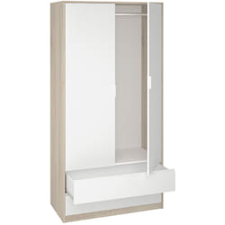 Armoire placard / meuble de rangement coloris chêne clair / blanc - Longueur 100 x Hauteur 200 x Profondeur 50 cm