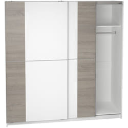 Armoire placard / meuble de rangement coloris chêne/blanc - Hauteur 200 x Longueur 180 x Profondeur 60 cm