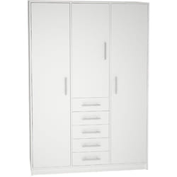 Armoire placard / meuble de rangement coloris blanc - Hauteur 200 x Longueur 130 x Profondeur 50 cm Pegane
