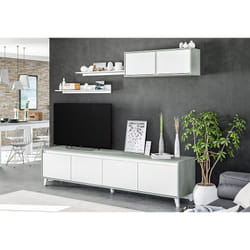 Ensemble séjour tv de 3 éléments coloris Blanc Artic / Ciment Pegane