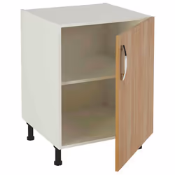 Meuble bas de cuisine coloris chêne cortez Hauteur 85 x Longueur 60 x profondeur 58 cm comprenant : 1 porte réglable en haute ...