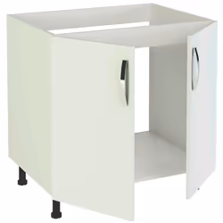 Meuble bas de cuisine pour évier coloris blanc Hauteur 85 x Longueur 80 x profondeur 58 cm comprenant : 2 portes réglables en ...