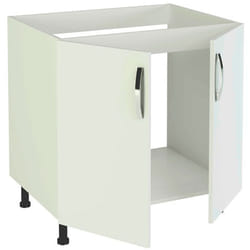 Meuble bas de cuisine pour evier 2 portes coloris blanc - Hauteur 85 x Longueur 80 x profondeur 58 cm Pegane