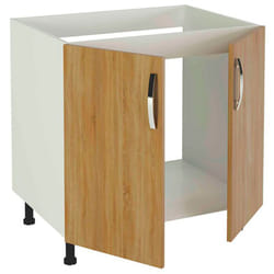 Meuble bas de cuisine pour evier 2 portes coloris chêne cortez - Hauteur 85 x Longueur 80 x profondeur 58 cm Pegane