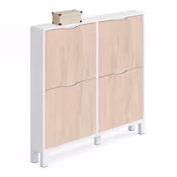Commode meuble à chaussures, en panneaux de particules et mélamine haute densité, avec 4 portes battantes coloris Blanc brill ...