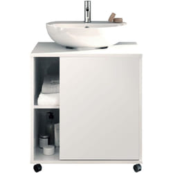 Pegane - Meuble sous lavabo 1 porte coloris blanc brillant - Hauteur 64 x Longueur 59 x Profondeur 45 cm