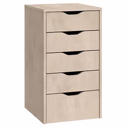 Commode caisson de bureau en panneaux de particules et mélamine haute densité coloris effet bois, avec 5 tiroirs avec guides ...