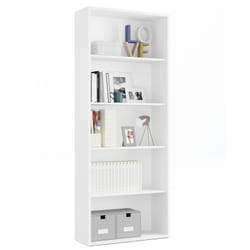 Pegane - Bibliothèque / étagère de rangement coloris blanc - Hauteur 196.5 x Longueur 75.5 x Profondeur 33 cm