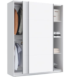 Armoire placard / meuble de rangement coloris Blanc - Hauteur 200 x Longueur 150 x Profondeur 62 cm Pegane