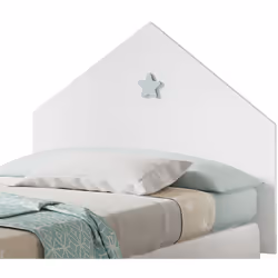 Tête de lit enfant 100 cm, en panneaux de particules et mélamine haute densité coloris blanc, livré avec la quincaillerie pou ...