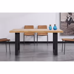 Table à manger en bois coloris chêne nordique - pieds noir - Longueur 160 x profondeur 100 x hauteur 75 cm