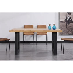 Table à manger en bois coloris chêne nordique - pieds noir - Longueur 160 x profondeur 100 x hauteur 75 cm