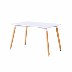 Table à manger rectangulaire coloris blanc - Longueur 140 x profondeur 80 x hauteur 75 cm
