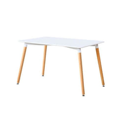 Table à manger rectangulaire coloris blanc - Longueur 140 x profondeur 80 x hauteur 75 cm