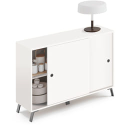 Buffet 2 portes coloris blanc - Hauteur 87 x Longueur 120 x Profondeur 40 cm Pegane