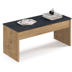 Table basse relevable coloris Chêne doré/ Marbre - Hauteur 47-58 x Longueur 100 x Profondeur 50 cm Pegane