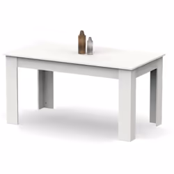 Table à manger en panneaux de particules et mélamine haute densité coloris blanc. Epaisseur du plateau 2.2 cm. Produit de fab ...