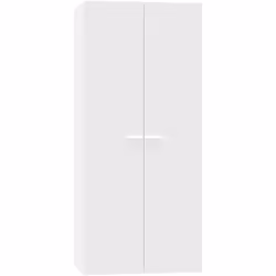 Armoire de rangement 2 portes, en panneaux de particules et mélamine haute densité coloris blanc, avec une penderie et une ét ...