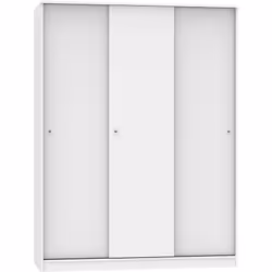 Armoire de rangement 3 portes coulissantes, en panneaux de particules et mélamine haute densité coloris blanc, avec une pende ...