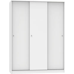 Armoire avec 3 portes coulissantes coloris blanc - Hauteur 200 x Longueur 150 x Profondeur 55 cm Pegane