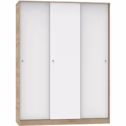 Armoire de rangement 3 portes coulissantes, en panneaux de particules et mélamine haute densité coloris Cambrian/Blanc, avec  ...