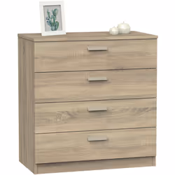 Commode de rangement, en panneaux de particules et mélamine haute densité coloris Cambrian, avec 4 tiroirs (Guides métallique ...