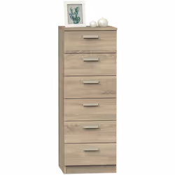 Chiffonnier de rangement, en panneaux de particules et mélamine haute densité coloris Cambrian, avec 6 tiroirs (Guides métall ...
