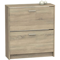 Commode Meuble à chaussures 2 portes coloris Cambrian - Hauteur 82 x Longueur 74 x Profondeur 25 cm Pegane