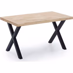 Table à manger en bois coloris chêne - pieds noir - Longueur 140 x profondeur 80 x hauteur 76 cm