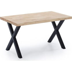 Table à manger en bois coloris chêne - pieds noir - Longueur 140 x profondeur 80 x hauteur 76 cm