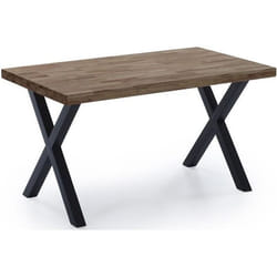 Table à manger en bois coloris chêne américain - pieds noir - Longueur 140 x profondeur 80 x hauteur 76 cm