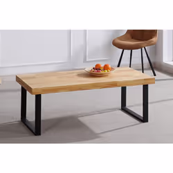 Table basse avec plateau coloris chêne nordique, les pieds sont en métal coloris noir. Dimensions: Longueur 120 x largeur 60  ...